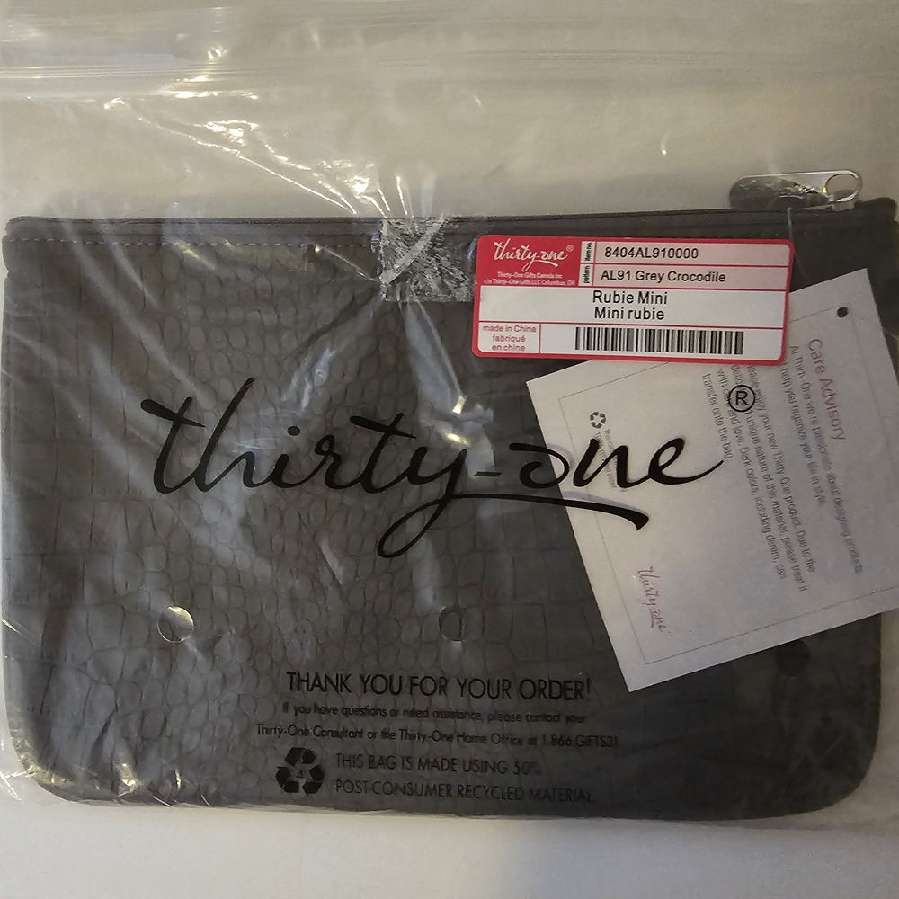 Thirty-One Mini Rubie Pouch - Grey Crocodile